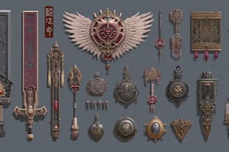 design creative concept art of weapons and items