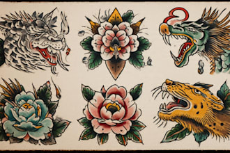 create a traditional or neo traditional tattoo design