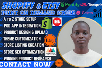 setup shopify and etsy print on demand store with printify and printful etsy pod