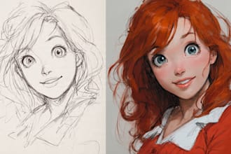 sketch characters into anime style