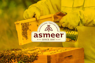 design honey bee logo and product label packaging