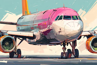 trace airplane, aircraft, helicopter into a vector cartoon