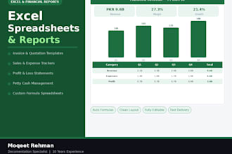 create excel spreadsheets, financial reports and trackers