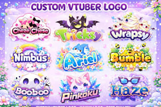 design custom vtuber logo, anime, jrpg, cute kawaii for streamer and vide