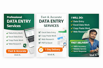 professional data entry excel copy paste and PDF to excel