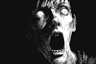 draw horror and gothic line art illustrations