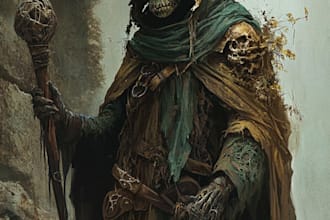 make an fantasy character and horror of illustration artwork