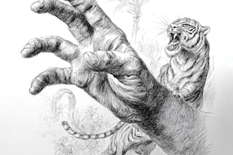 draw realistic pencil hand drawing illustration