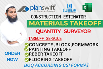do concrete,block,reber,painting, flooring takeoff,cost estimation