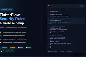 set up flutterflow firebase security rules and storage rules for your app