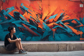 paint real graffiti art on the street wall