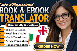 do literary italian book translation for novel, fantasy, romance, children book