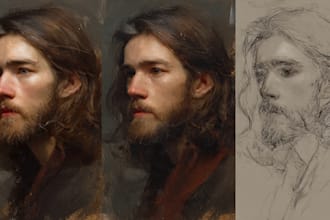 realistic digital portrait art in oil painting style