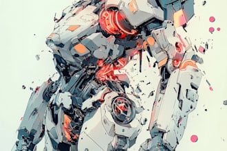 do anime style mecha robot illustrations