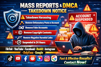 remove copyright takedown harassing mass reports facebook instagram youtube dmca