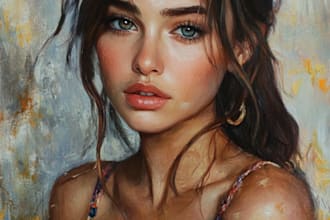 make artistic oil painting on oil canvas