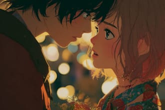 design a romantic couple in anime style