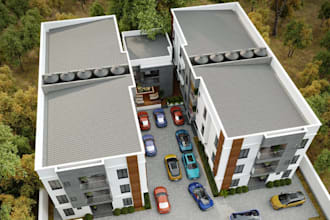 develop modern residential building,real estate apartment, aerial view landscape