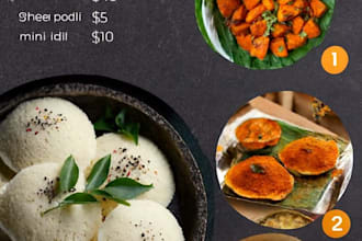 design a modern restaurant, cafe, or bar menu