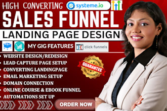 build samcart thrivecart kajabi clickfunnels landing page sales funnel design