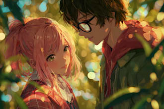 make a anime couple character art anime style