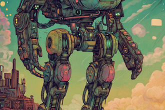 do anime style mecha robot illustrations