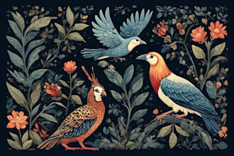 draw an animal and botanical illustration