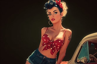 design custom retro pin up girl poster artwork