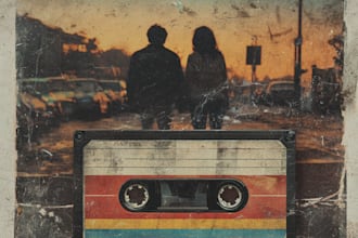 make vintage or retro album cover