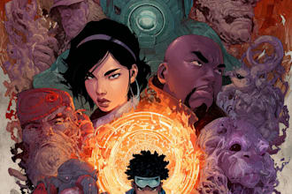 illustrate a superhero comic cover art