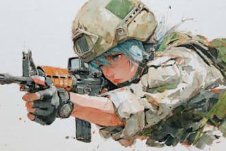 draw watercolor military character, anime, fan arts