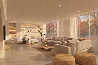 modify3d accent apartment,house interior render,elegant living space,sofa layout