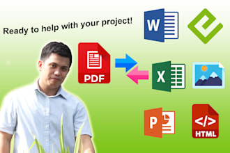 convert PDF to word, excel, powerpoint, HTML, epub, or image