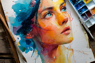 paint a colorful portrait in watercolor