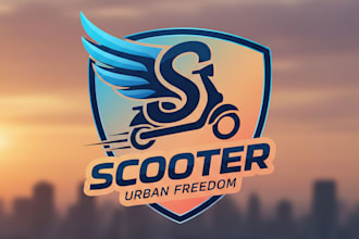 design a modern scooter logo for your brand