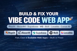 develop and fix vibe code, replit, base44, v0, bolt, lovable, cursor ai web app