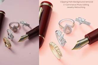 high end jewelry photo retouch and ecommerce photo editing