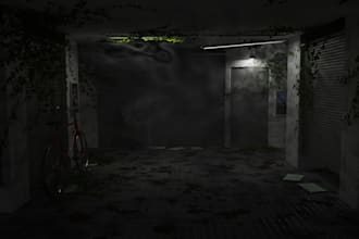 create a dark atmospheric 3d environment or horror game art