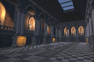 create ps1, psx, ps1 style low poly retro 3d environment for ue5 and unity games