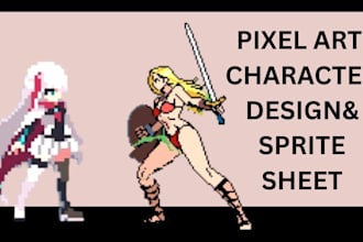 do pixel art animation, pixel art sprite sheet and pixel character design