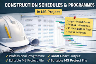 create a professional ms project programme schedule for your project