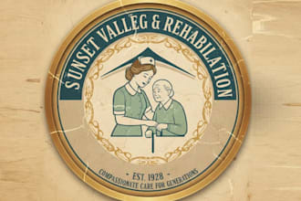 do unique vintage nursing home logo for your business