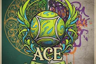 design a dynamic tennis ball logo for your brand