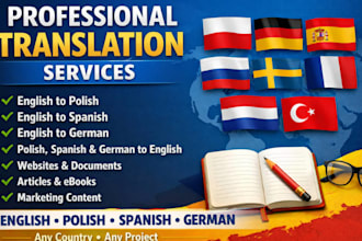 translate english to polish english to spanish english to german in any country