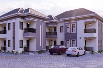 remodel old property, duplex design, render cgi facade, terraced apartment, dwg