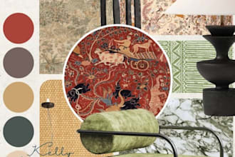 create a curated interior mood board with a shopping list