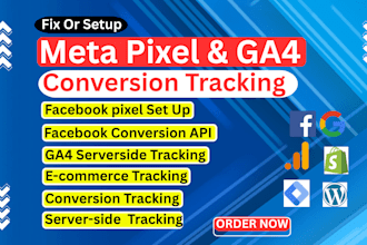 setup or fix meta pixel, ga4 and server side conversion tracking