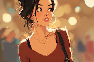 draw a portrait in semi realism disney cartoon style