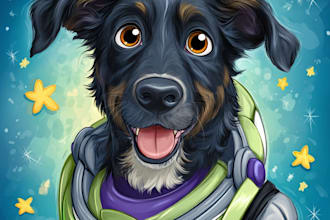 pet portrait into cute disney style
