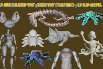 sculpt 3d articulated model, flexi toy model, 3d fidget toy, 3d dragon bjd model